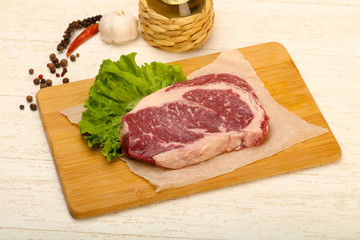 Rib eye raw steak