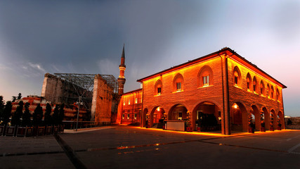 Hacibayram Mosque and Monumentum Ancyranum (Augustus Temple) in Ankara, Turkey