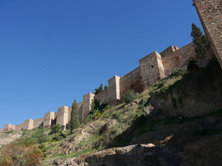 Fototapeta na wymiar the Alcazabar fortress in Malaga the Capital city of the province of Andalucia in Southern Spain. 