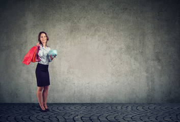 Woman spending money on shopping