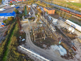 Construction of a transformer substation near the railway