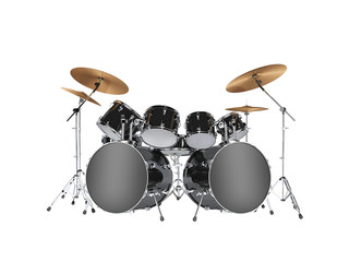 Obraz na płótnie Canvas Drum kit with two bass drums. Isolated on white