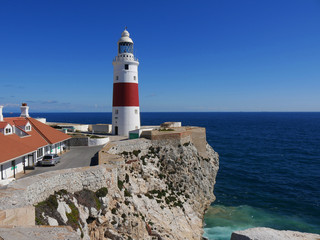 Fototapeta na wymiar The lighthouse at Europa Point is the first or the last Lighthouse in Europe 