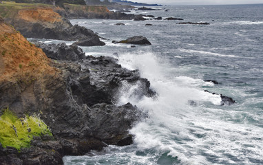 Waves and high surf on the Pacific Coast of California