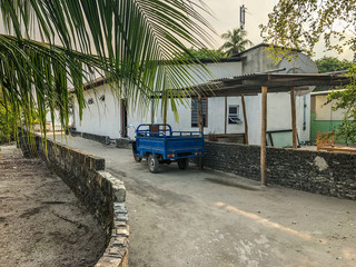 Empty street in traditional Maldivian village