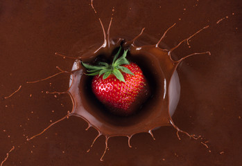 strawberry in chocolate splash - Powered by Adobe