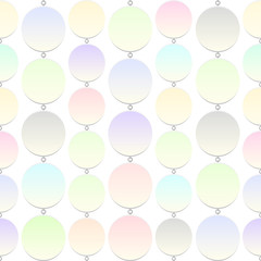 seamless white texture with light 3D circles of different light pastel shades, connected by rings as a curtain