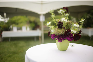 Floral Event Centerpiece: Purple, Fuchsia, Magenta, and Green Flower Arrangement