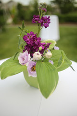 Floral Event Centerpiece: Purple, Fuchsia, Magenta, and Green Flower Arrangement
