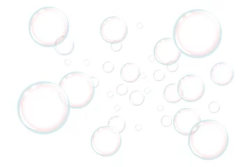 Poster transparente seifenblasen in bewegung © krissikunterbunt