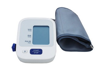 Digital Blood Pressure Monitor isolated on white background.