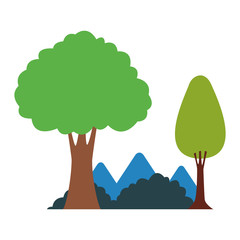 Trees and mountains landscape vector illustration graphic design