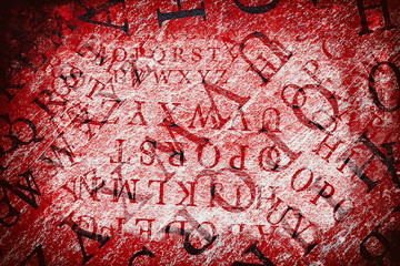 Chaotic grunge background with English letters