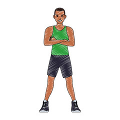 Fitness man cartoon vector illustration graphic design