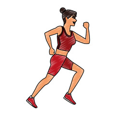 Fitness woman running vector illustration graphic design