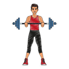 Fitness man lifting weights vector illustration graphic design