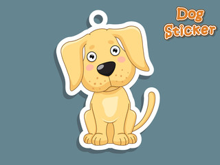 Cute Cartoon Dog Puppy Labrador Sticker. Vector Illustration. With Cartoon Style Funny Animal.