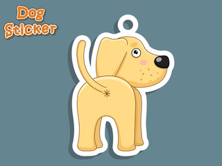 Cute Cartoon Dog Puppy Labrador Sticker. Vector Illustration. With Cartoon Style Funny Animal.