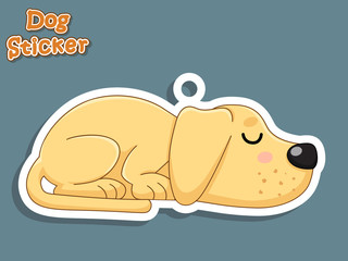 Cute Cartoon Dog Puppy Labrador Sticker. Vector Illustration. With Cartoon Style Funny Animal.