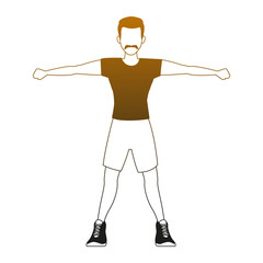 Obraz premium Fitness man flexing arms vector illustration graphic design