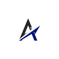 Negative space arrow with letter A logo
