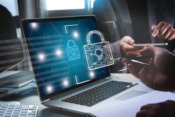 CYBER SECURITY Business technology secure Firewall Antivirus Alert Protection Security and Cyber...