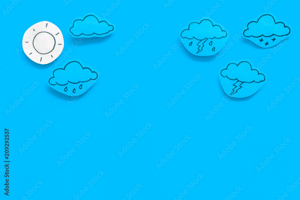 Canvas Prints modern weather icons set on blue background top view copy space