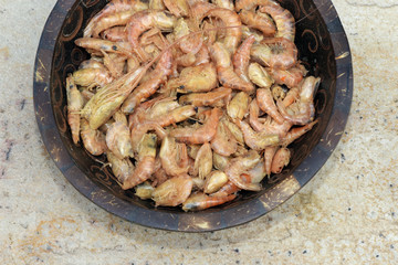 Dry shrimp, ingredient of Brazilian dishes