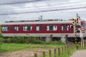 Naklejka premium A train running in Japan. Kintetsu train