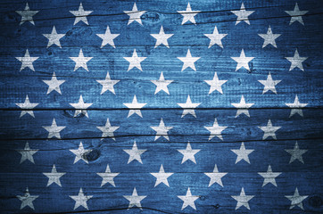 USA flag stars on vintage wood planks background