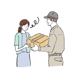 荷物を受け取る女性　イラスト
