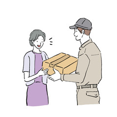 荷物を受け取る女性　イラスト
