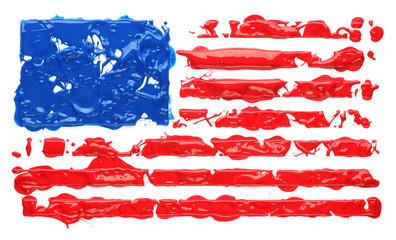 Paint splatter in the shape of American flag
