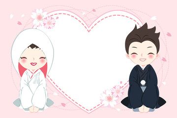 cartoon japanese wedding couple