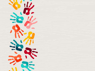 Color human hand print background concept