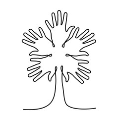 Tree made of human hand for community help