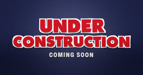 Under construction. Coming soon. Red & Blue. Paper Texture.