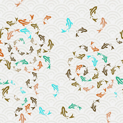 Asian koi fish pond seamless pattern art