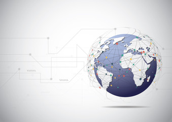 Global network connection. World map point and line composition concept of global business. Vector Illustration