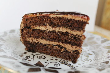 A piece of cake on a plate