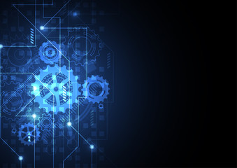 Abstract machine background with technology circuit board texture. Electronic motherboard illustration. Communication and engineering concept. Vector illustration