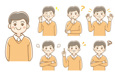 おじいちゃん　表情　セット