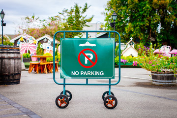 No parking signs with wheels
