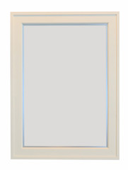A wooden beige frame on white background.