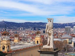 Photo taken in Barcelona, Spain on March 20, 2018. Barcelona view from Montjuic castle