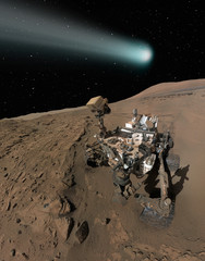 Comet C/2013 A1 over the Martian landscape