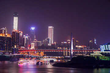 The night view of a prosperous city in chongqing, China