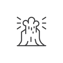 Volcano eruption outline icon. linear style sign for mobile concept and web design. Volcanic magma simple line vector icon. Symbol, logo illustration. Pixel perfect vector graphics
