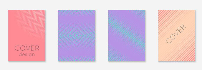 Gradient cover template set. Minimal trendy layout with halftone. Futuristic gradient cover template for banner, presentation and brochure. Minimalistic colorful shapes. Abstract business illustration