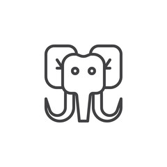 Mammoth head outline icon. linear style sign for mobile concept and web design. Elephant head simple line vector icon. Symbol, logo illustration. Pixel perfect vector graphics